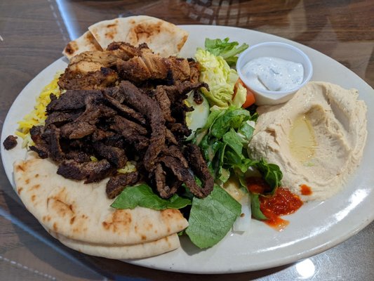 Photo of Holy Land Cafe - Lenexa, KS, US. Number one lunch: beef and chicken shawarma