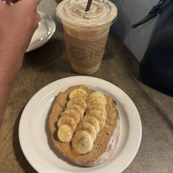 Little River Coffee Bar - Iced busy bee latte & peanut butter toast - Coffee & Tea Near Me - Spartanburg, South Carolina Little River Coffee Bar - Iced busy bee latte & peanut butter toast - Coffee & Tea Near Me - Spartanburg, South Carolina