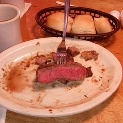 What's momentarily left of a Medium 20 oz. Bone in Ribeye steak !