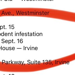 Rodent infestation closed Sept 15!