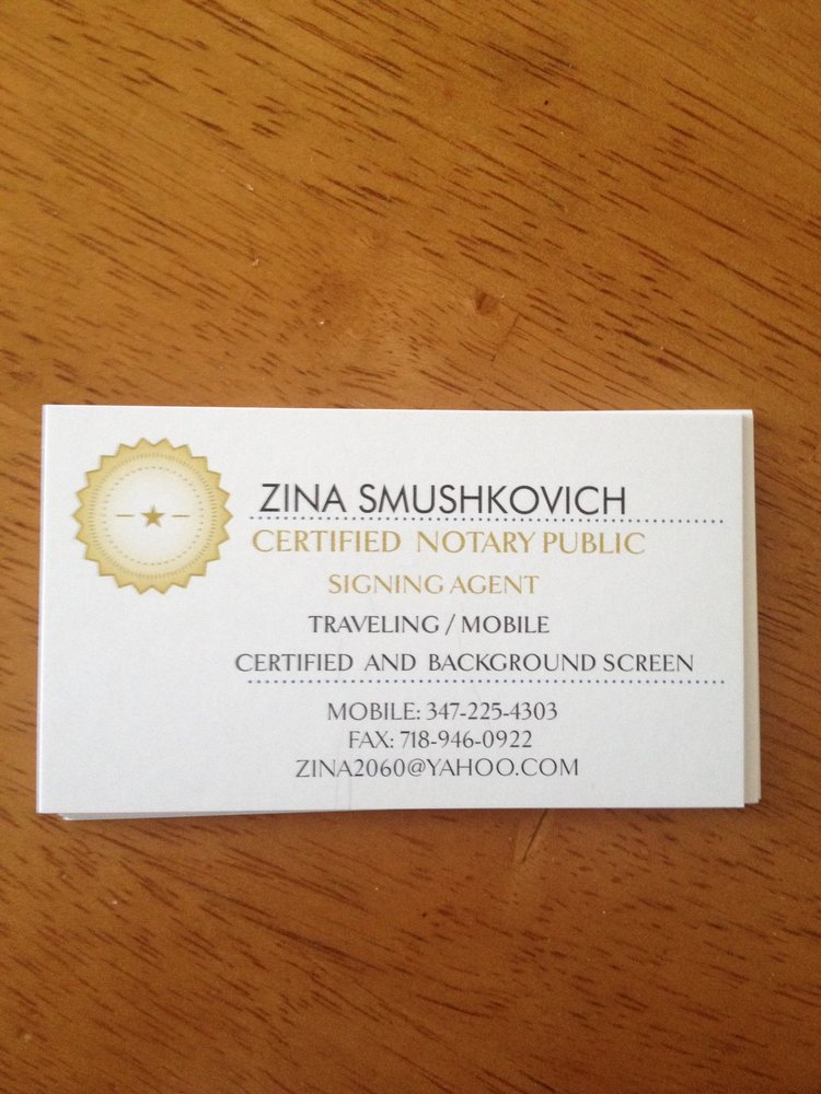 SMUSHKOVICH ZINAIDA NOTARY Brooklyn, New York Notaries Phone