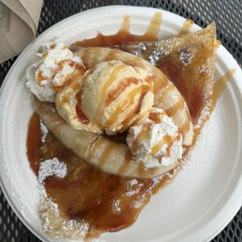 Hazelnuts Creperie - Banana Split Crepe - Desserts Near Me - Charlotte, North Carolina Hazelnuts Creperie - Banana Split Crepe - Desserts Near Me - Charlotte, North Carolina