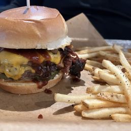 BBQ burger and fries