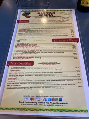 Menu photo 4 Anita's Cocina Wickenburg, AZ