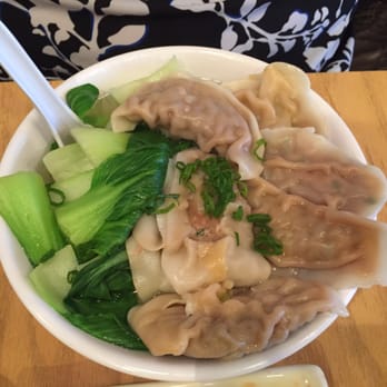 Teariffic Cafe - Udon noodles with pork dumpling and bok choy in a light broth-PERFECT.  Not too salty-nice! - Asian Fusion Near Me - California, Maryland