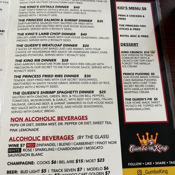 Gumbo King - Rotating menu- they offer a few things from this menu daily - Comfort Food Near Me - Sacramento, California