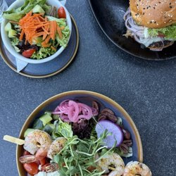 Table Nineteen Lakeside Eatery - Greek salad and burger
