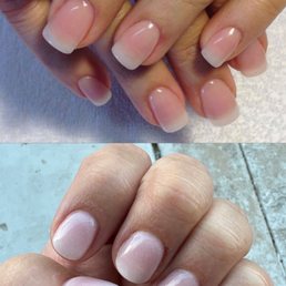 I asked for American/light French tips - showing the picture on the top.   Bottom is what I walked out of the shop with.