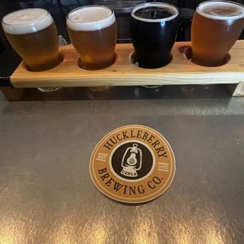 Huckleberry Brewing Company - The usual flight and sticker pic - Breweries Near Me - Alexandria, Louisiana Huckleberry Brewing Company - The usual flight and sticker pic - Breweries Near Me - Alexandria, Louisiana