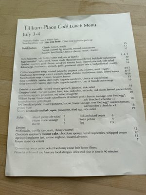 Menu photo 8 Tilikum Place Cafe Seattle, WA