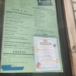 University Coffee House - Menu