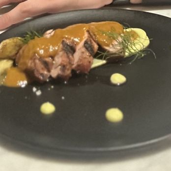 Black Radish - Pork tenderloin with curry jus - Desserts Near Me - San Diego, California Black Radish - Pork tenderloin with curry jus - Desserts Near Me - San Diego, California