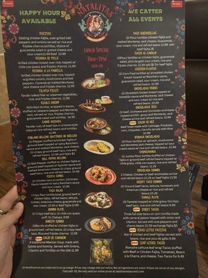 Menu photo 2 Natalitas Mexican Grill Houston, TX