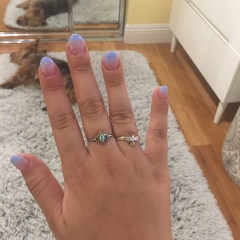 Shimmer Nails Spa - Gel fill ins; light blue (#574) ombré + glitter overcoat by Tammy - Nail Salons Near Me - Cypress, California