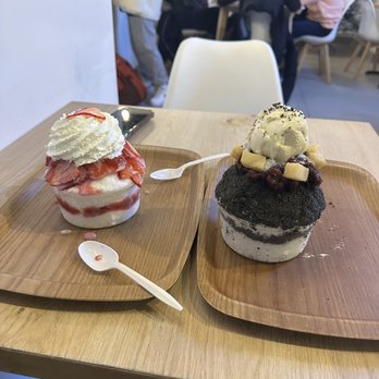 Snowy Village - Strawberry and Black Sesame - Shaved Ice Near Me - Seattle, Washington Snowy Village - Strawberry and Black Sesame - Shaved Ice Near Me - Seattle, Washington