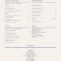 The Pier House - Dinner Menu (back)