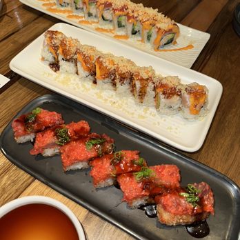 Bamboo Sushi - Sunset roll, Friday the 13th and spicy tuna crispy rice - Sushi Bars Near Me - Portland, Oregon