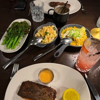 BLVD Steak - Salmon, steak, Mac and cheese, corn, broccolini - Steakhouses Near Me - Sherman Oaks, California BLVD Steak - Salmon, steak, Mac and cheese, corn, broccolini - Steakhouses Near Me - Sherman Oaks, California