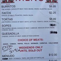 Mi Ranchito Tacqueria - Menu