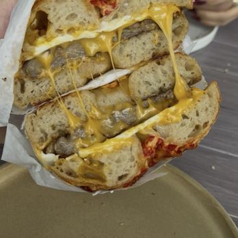 Boil & Bake - ig: @waydirtydiet for full video review - MF breakfast bagel - Bagels Near Me - Costa Mesa, California