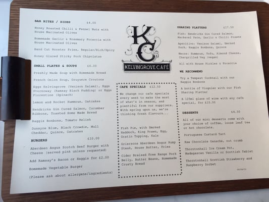Menu photo 6 Kelvingrove Café Glasgow, GLG