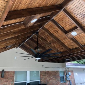 Boudreaux's - a wooden roof with a ceiling fan - General Contractors Near Me - Crosby, Texas
