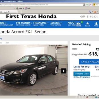 First Texas Honda - This is the Honda Accord advertised for $18,597. - Auto Repair Near Me - Austin, Texas
