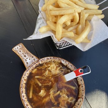 Cafe Wang - Egg Drop Soup side French Fries - Dim Sum Near Me - La Verne, California Cafe Wang - Egg Drop Soup side French Fries - Dim Sum Near Me - La Verne, California