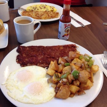 Orange Cafe Bistro - Corned beef hash and gesso with home fries! Eggs and fries were perfectly cooked! - Breakfast & Brunch Near Me - Orange, California