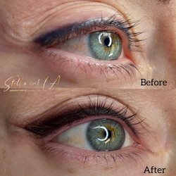 Stella Ink LA - Old eyeliner tattoo cover up with Smoky eyeliner technique.