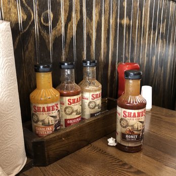 Shane's Rib Shack - The different sauces you can add We love the sweet sauce - Barbeque Near Me - Spartanburg, South Carolina Shane's Rib Shack - The different sauces you can add We love the sweet sauce - Barbeque Near Me - Spartanburg, South Carolina
