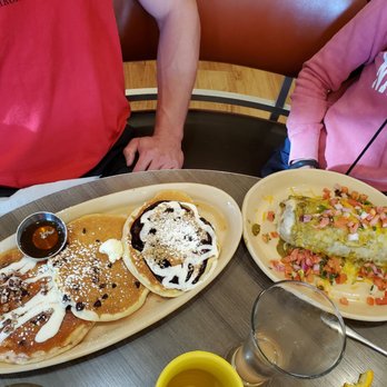 Snooze, an A.M. Eatery - Pancake flight and breakfast burrito - Breakfast & Brunch Near Me - Centennial, Colorado