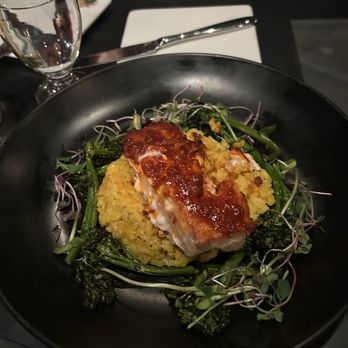 View 202 - Harissa salmon- if heaven had a bed here it is ...... yummy - Seafood Near Me - Redding, California