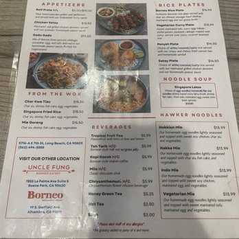 Uncle Fung Borneo Eatery - Menu - Indonesian Near Me - Long Beach, California Uncle Fung Borneo Eatery - Menu - Indonesian Near Me - Long Beach, California