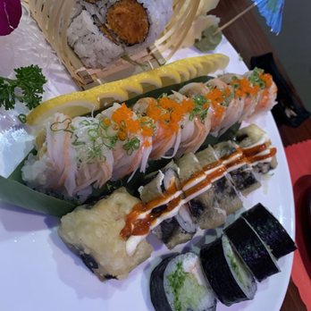 Sushi 99 - From left: spicy tuna ~$5, sexy mama ~$13, dynamite ~$7, Boston roll ~$5 - Japanese Near Me - Ormond Beach, Florida