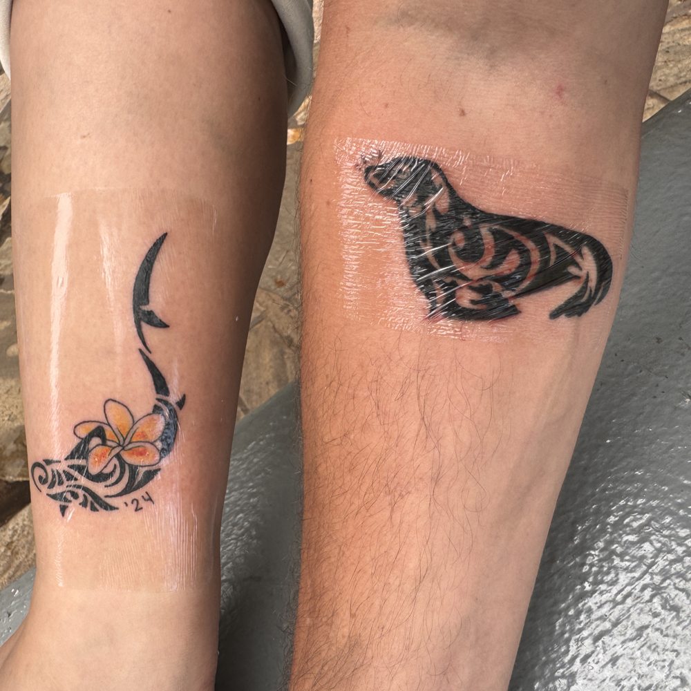 husband got a tribal monk seal because we saw two of them while there and its rare to see one never mind two husband got a tribal monk seal because we saw two of them while there and its rare to see one never mind two