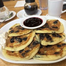 Gluten free pancakes with blueberries.