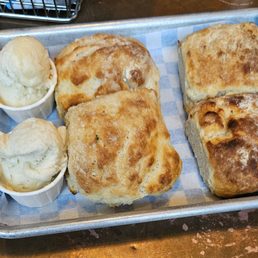 Biscuits! Yes please! The butter is delicious! Biscuits! Yes please! The butter is delicious!