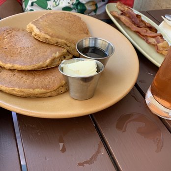 Oeste Bar & Cafe - Sweet Potato Pancakes with a Side of Bacon - Burgers Near Me - Oakland, California Oeste Bar & Cafe - Sweet Potato Pancakes with a Side of Bacon - Burgers Near Me - Oakland, California