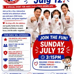 InNae Academy of Martial Arts - Special event for kids ages 3-6 and their families!  Character development embedded in martial arts fun!