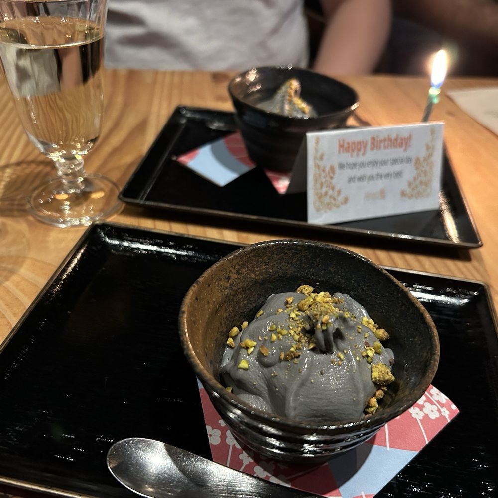 Hinata - Dessert- black sesame ice cream with pistachios - Sushi Bars Near Me - San Francisco, California Hinata - Dessert- black sesame ice cream with pistachios - Sushi Bars Near Me - San Francisco, California