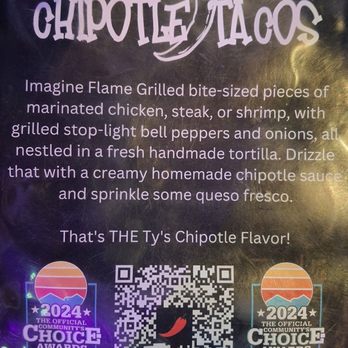 Ty's Chipotle Tacos - QR Code & Awards - Caterers Near Me - Desert Hot Springs, California
