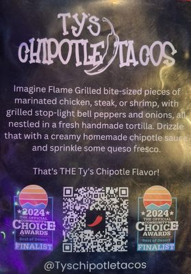 Menu photo 4 Ty's Chipotle Tacos Desert Hot Springs, CA
