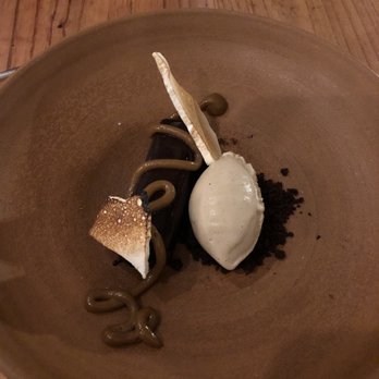 Bresca - Chocolate bar with fermented banana, salted caramel, and affogato ice cream - New American Near Me - Washington, DC, District of Columbia Bresca - Chocolate bar with fermented banana, salted caramel, and affogato ice cream - New American Near Me - Washington, DC, District of Columbia