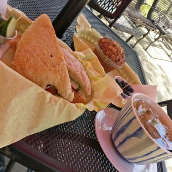 Rail Side Cafe - Had the Turkey Panini Caprese. Banana Pecan Muffin and White Tea - Coffee & Tea Near Me - San Dimas, California