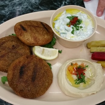 Kobee Factory - BBQ Kibbee, hummus, cucumber/yogurt salad. - Middle Eastern Near Me - Van Nuys, California