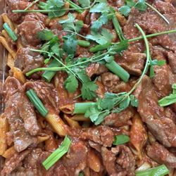 Quynh Huong - Stir fried pasta with beef filet (available in party tray sizes)
