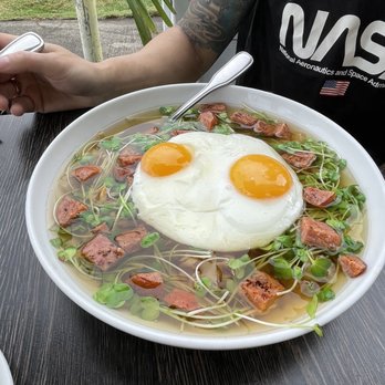 Over Easy - Bacon cabbage broth with rice, sausage, and eggs - Breakfast & Brunch Near Me - Kailua, Hawaii Over Easy - Bacon cabbage broth with rice, sausage, and eggs - Breakfast & Brunch Near Me - Kailua, Hawaii