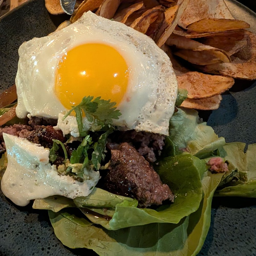 Arch City Tavern - Arch Burger, No Bun add Bacon and Egg - New American Near Me - Columbus, Ohio Arch City Tavern - Arch Burger, No Bun add Bacon and Egg - New American Near Me - Columbus, Ohio