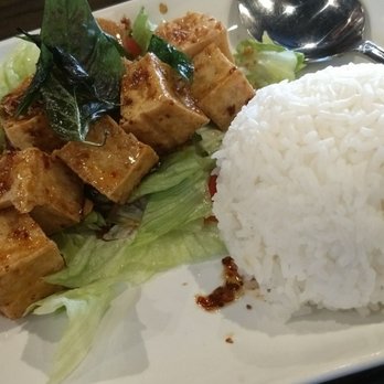 Sukho Thai - Crispy garlic tofu with rice -hh - Thai Near Me - Bellevue, Washington Sukho Thai - Crispy garlic tofu with rice -hh - Thai Near Me - Bellevue, Washington